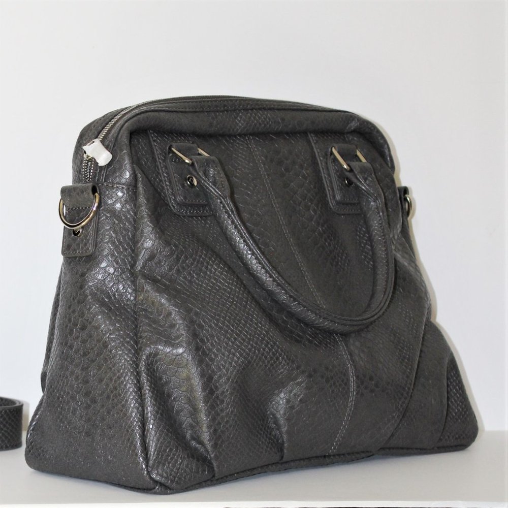 Jewel by Thirty-One NWOT Gray Reptile Embossed PU Satchel - Picture 3 of 10